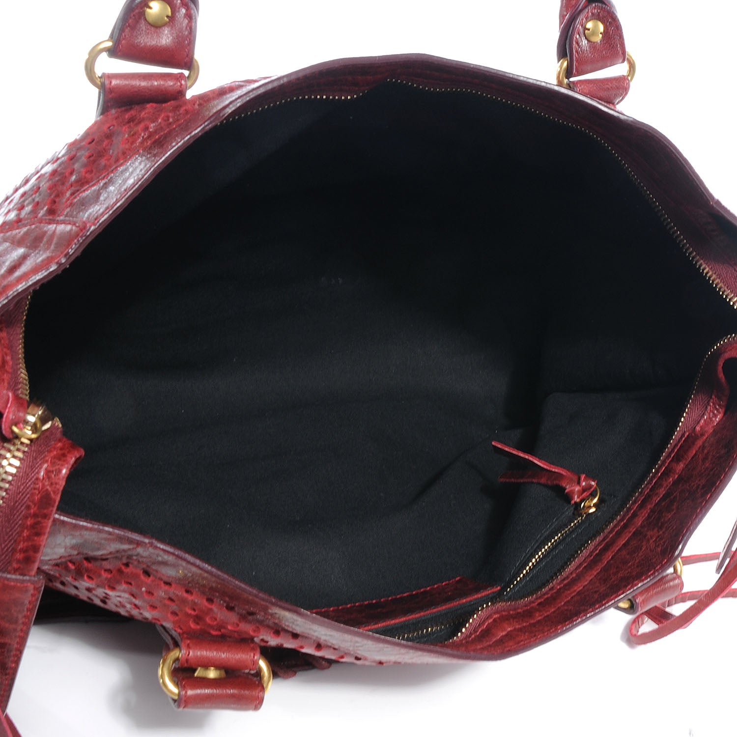Balenciaga Agneau Laser Cut Cross Classic Gold Hardware City Rouge Lie De Vin 5 of 7