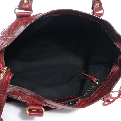 Balenciaga Agneau Laser Cut Cross Classic Gold Hardware City Rouge Lie De Vin 5 of 7