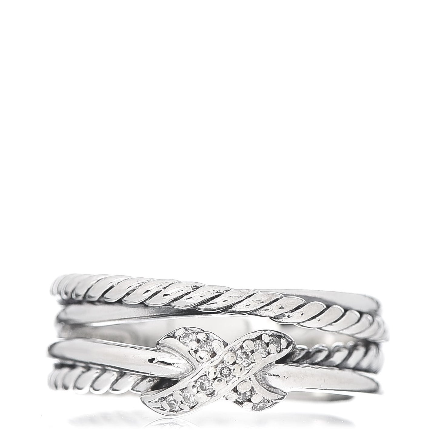 Sterling Silver Diamond X Crossover Ring 49 4.75