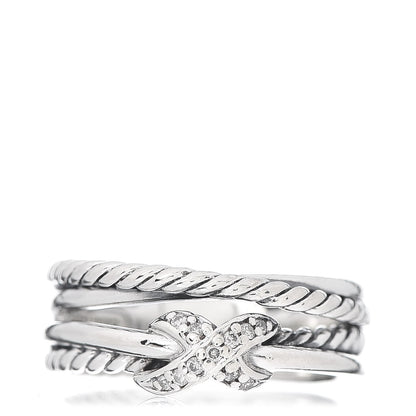 David Yurman Sterling Silver Diamond X Crossover Ring 49 4.75 1 of 5