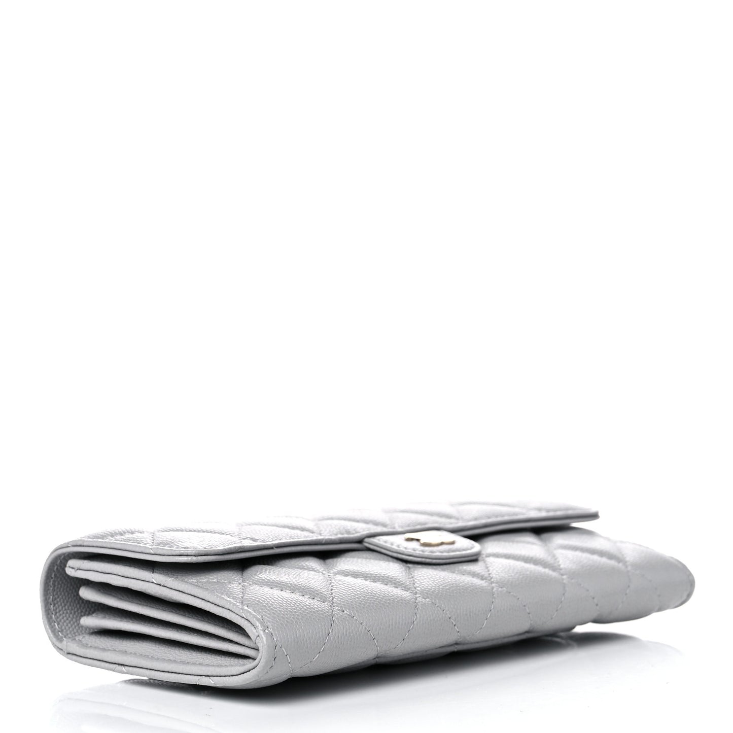 Caviar Quilted Large Flap Wallet Grey