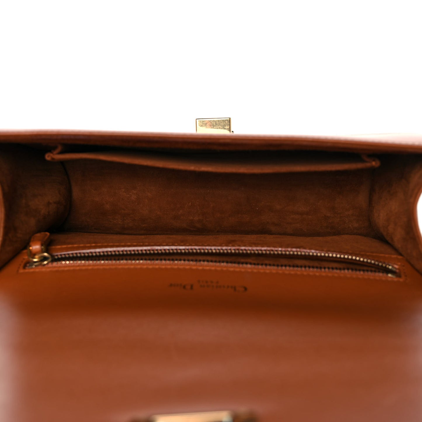 Lambskin Studded Medium Diorama Flap Bag Brown