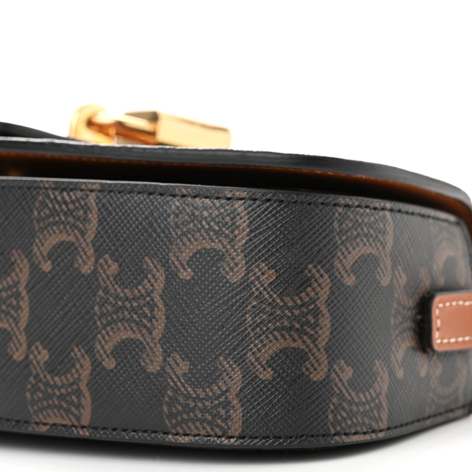 Celine Triomphe Canvas Calfskin Tabou Clutch on Strap Tan 10 of 11