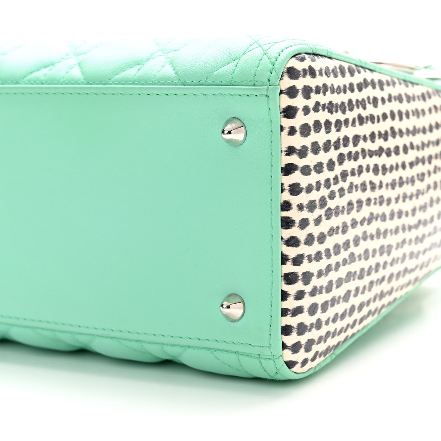 Lambskin Snakeskin Medium Lady Dior Light Blue Multicolor