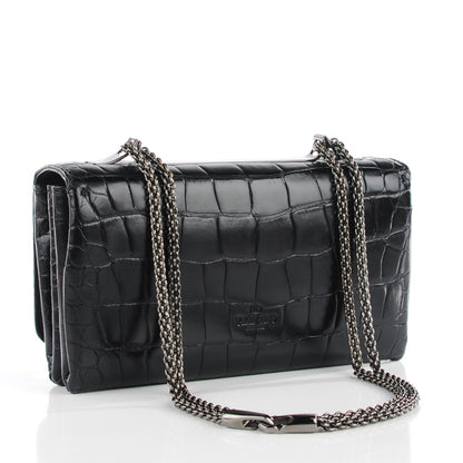 Valentino Garavani Crocodile Crystal Encrusted Studs Va Va Voom Shoulder Bag Black 3 of 8
