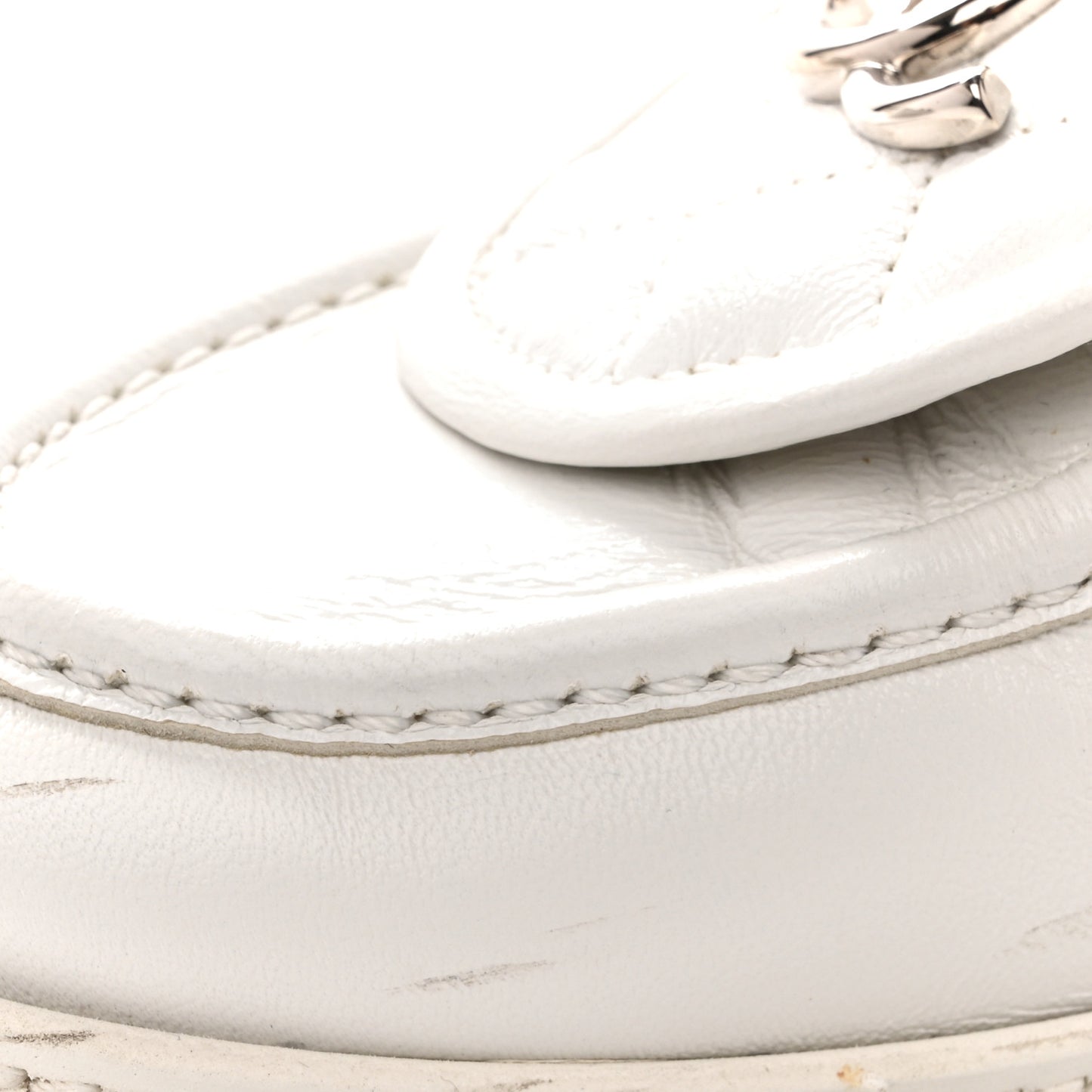 Shiny Lambskin Quilted CC Turnlock Loafers 40 White