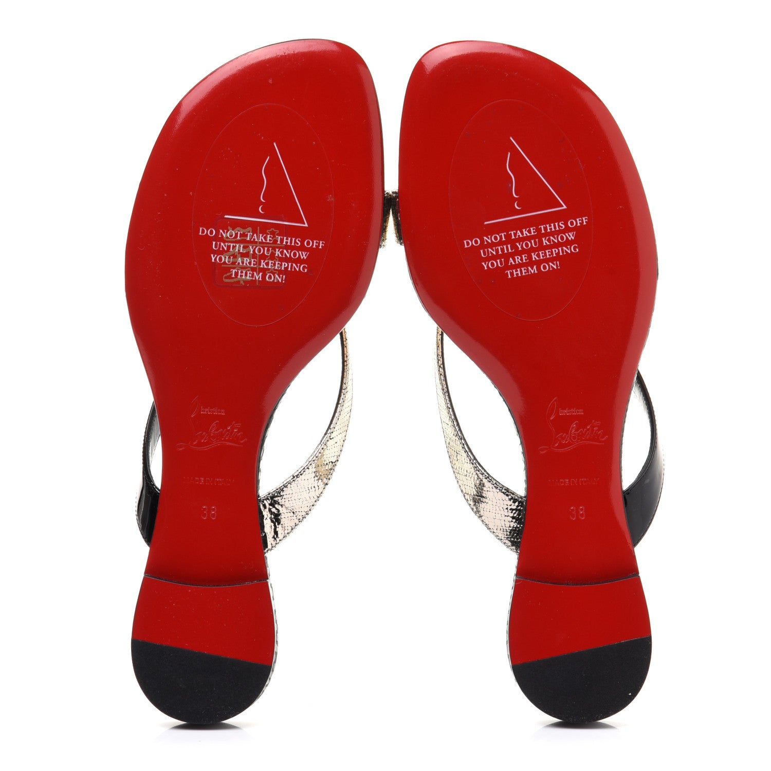 Christian Louboutin Patent Lame Cabaret Minimeyer Flat Sandals 38 Black Platine 5 of 8
