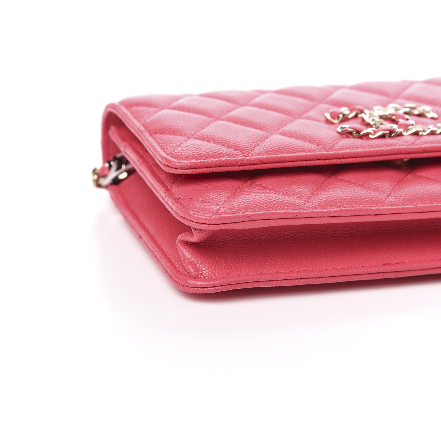 Chanel Caviar Quilted French New Wave Chain CC Wallet On Chain WOC Pink 9 of 12