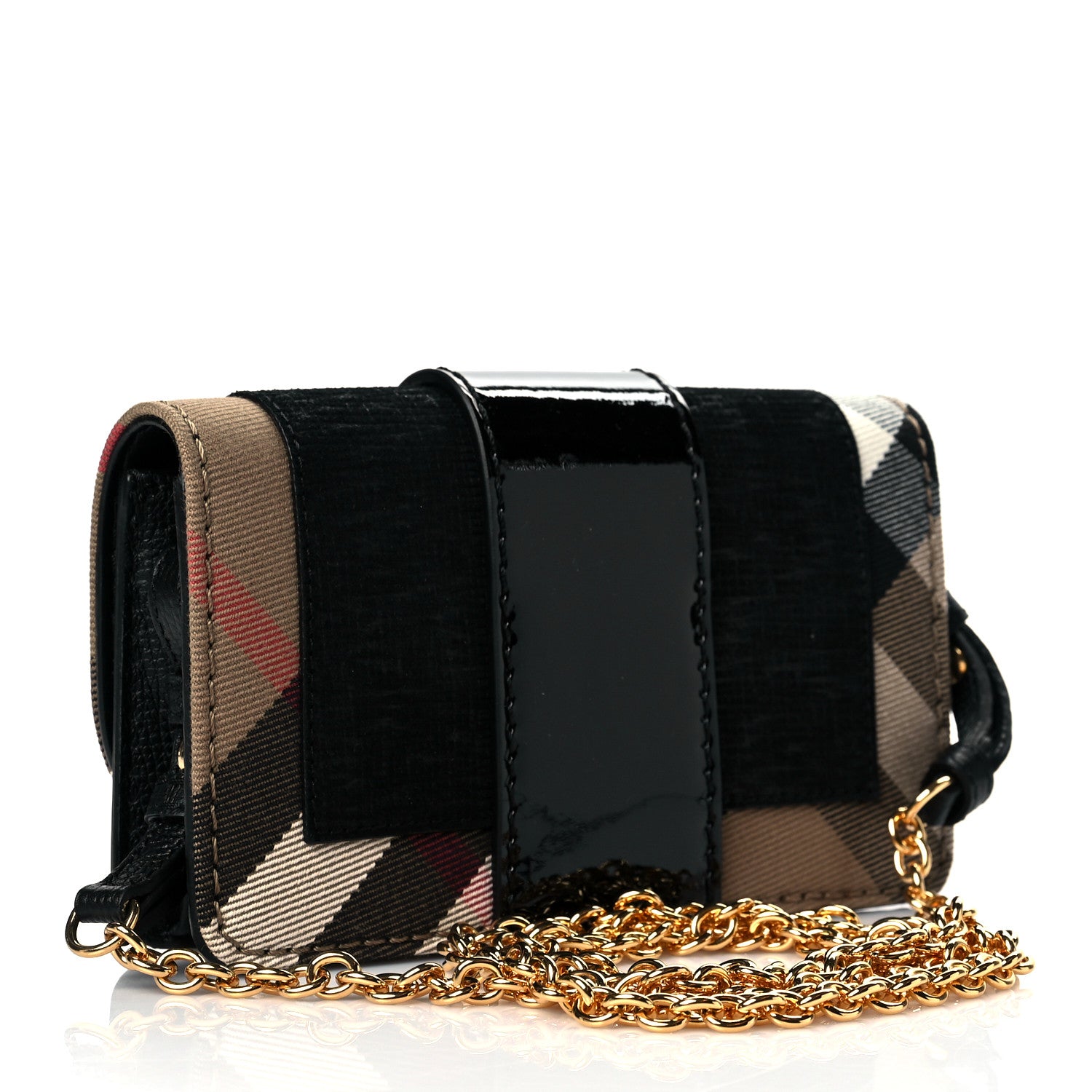 Burberry House Check Calfskin Mini Buckle Phone Crossbody Bag Black 2 of 8