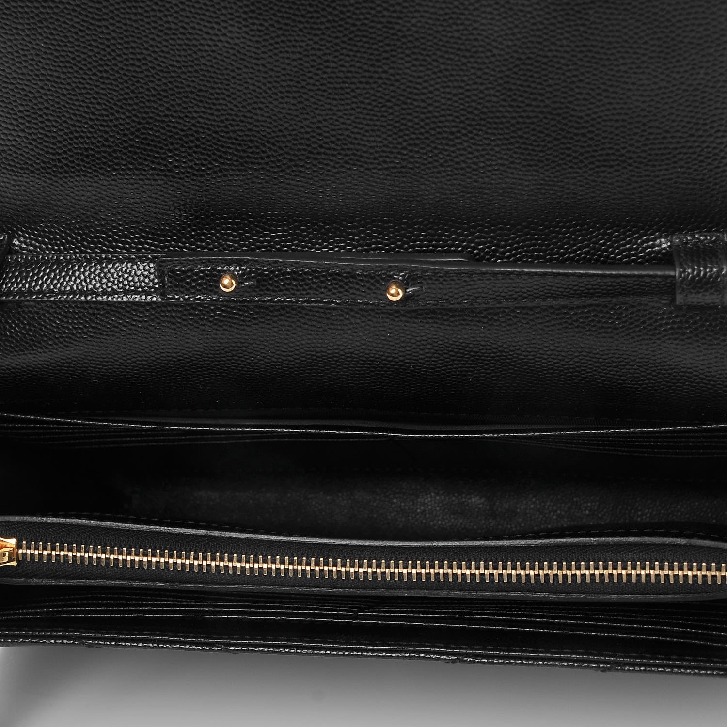 Saint Laurent Grain De Poudre Matelasse Chevron Monogram Chain Wallet Black 5 of 9