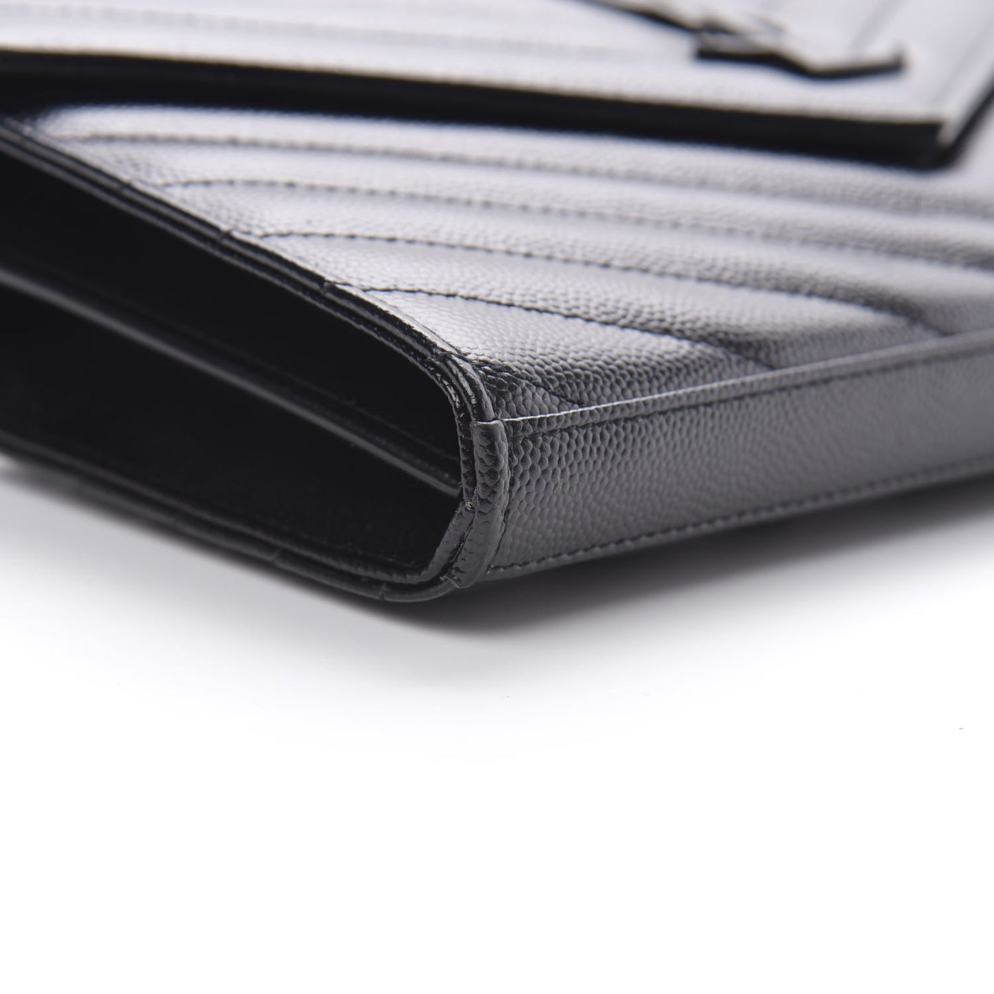 Grain De Poudre Matelasse Chevron Monogram Chain Wallet Black