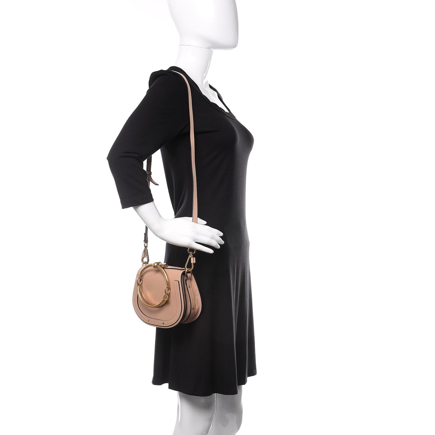 Calfskin Suede Small Nile Bracelet Bag Biscotti Beige