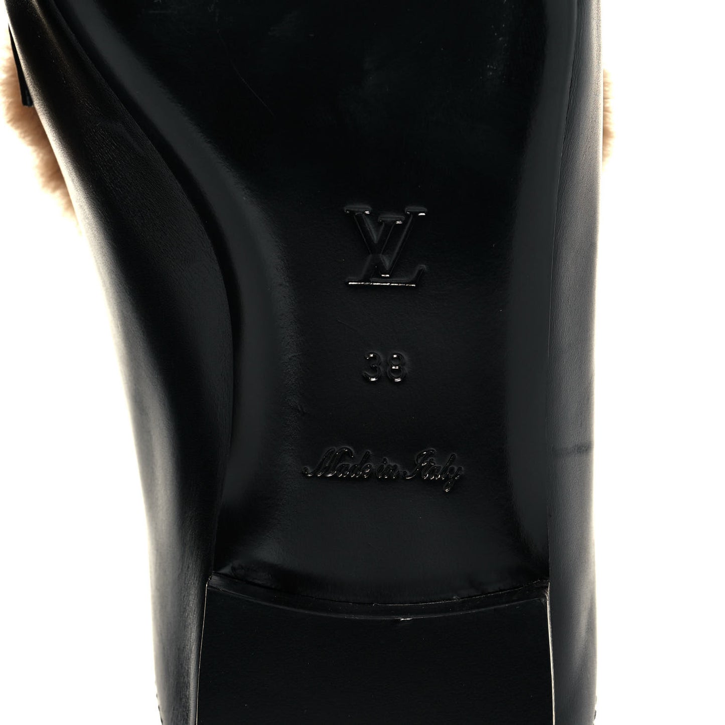 Calfskin Mink Upper Case Flat Loafer 38 Black