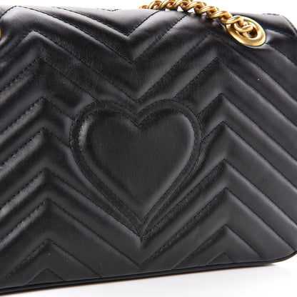 Gucci Calfskin Matelasse Small GG Marmont Shoulder Bag Black 9 of 13