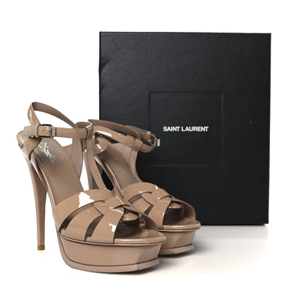 Saint Laurent Vitello Vernice Tribute 105 Platform Sandals 39.5 Nude 10 of 10