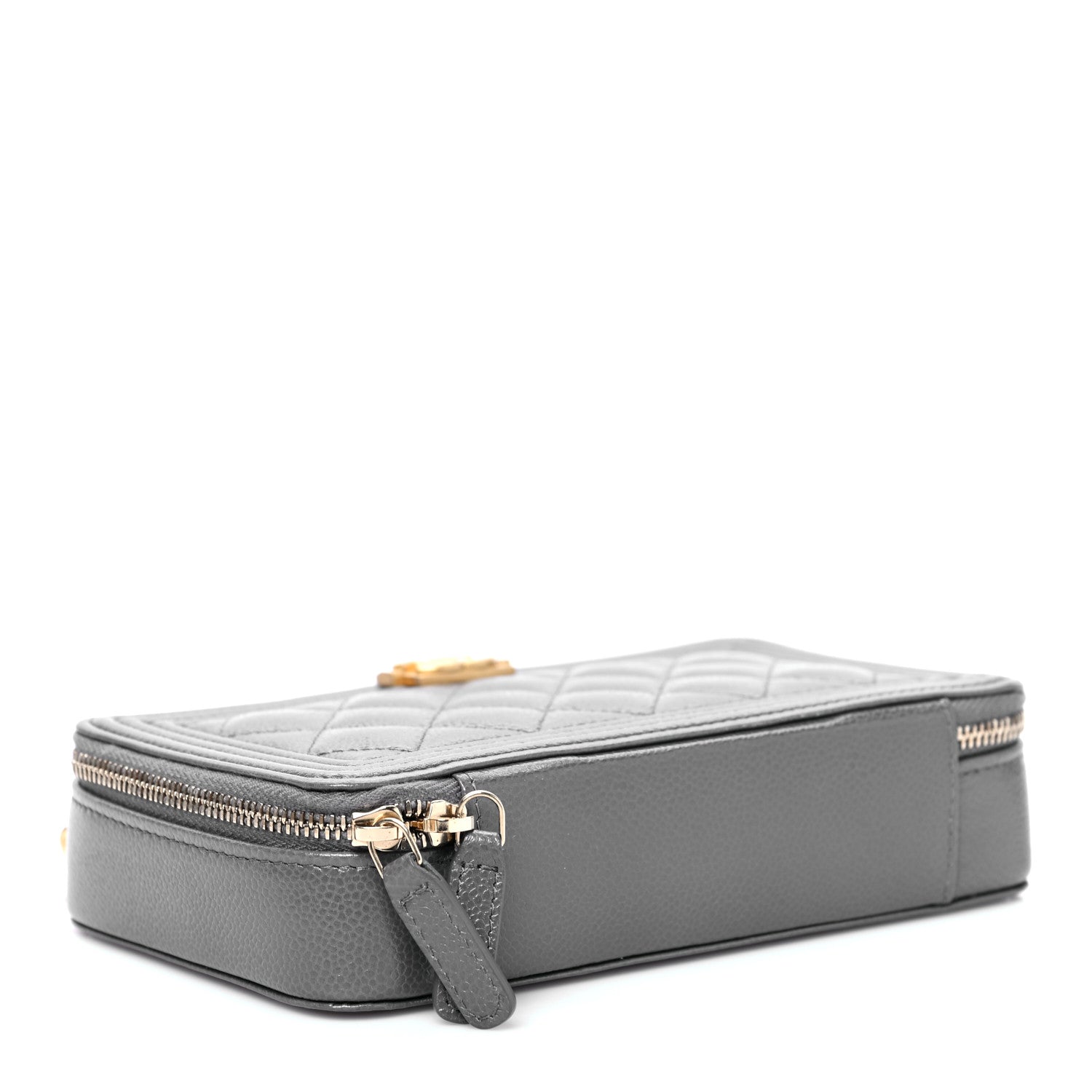 Chanel Caviar Quilted Boy Zip Phone Holder With Chain Grey 3 of 7
