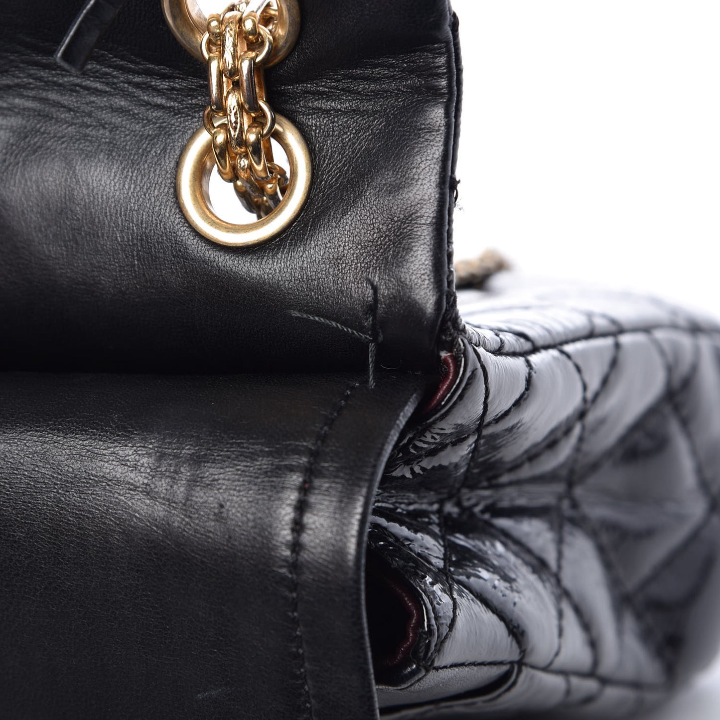Distressed Patent Quilted 2.55 Reissue 226 Flap Black