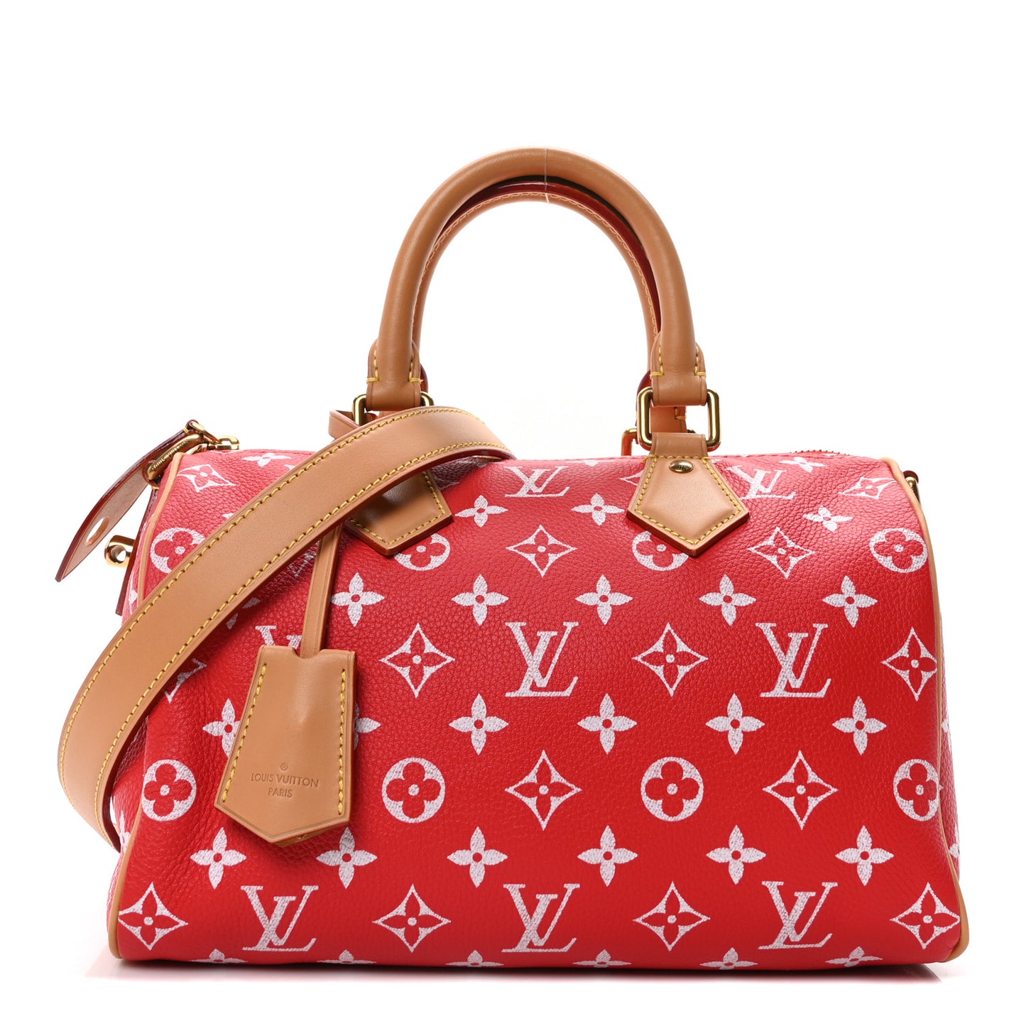 Soft Calfskin Monogram Speedy P9 Bandouliere 25 Red