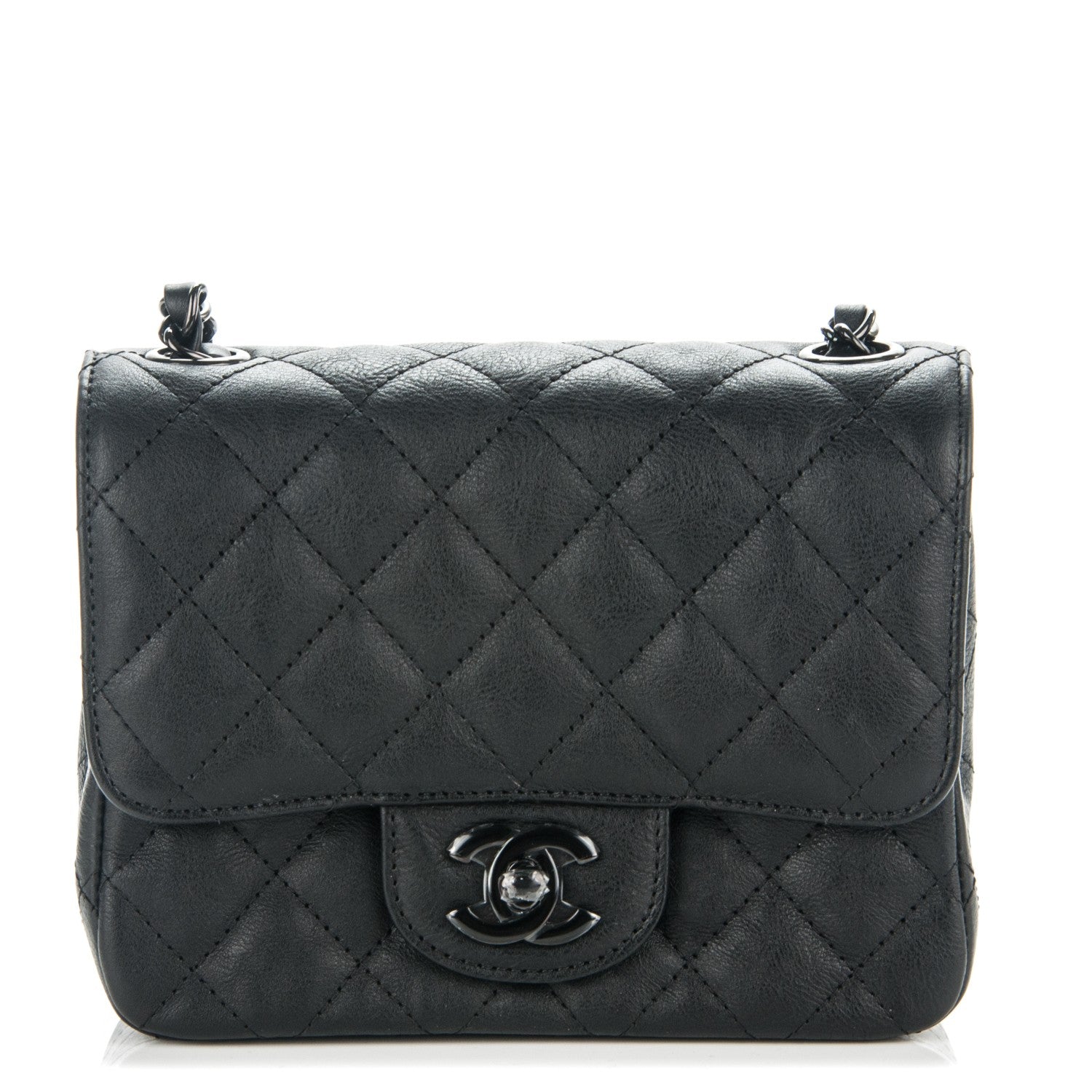 Chanel Crumpled Calfskin Quilted Mini Square Flap So Black 1 of 6