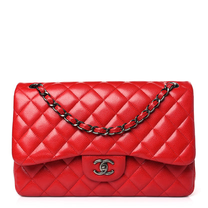 Chanel Caviar Quilted Jumbo Double Flap Red 1 of 9
