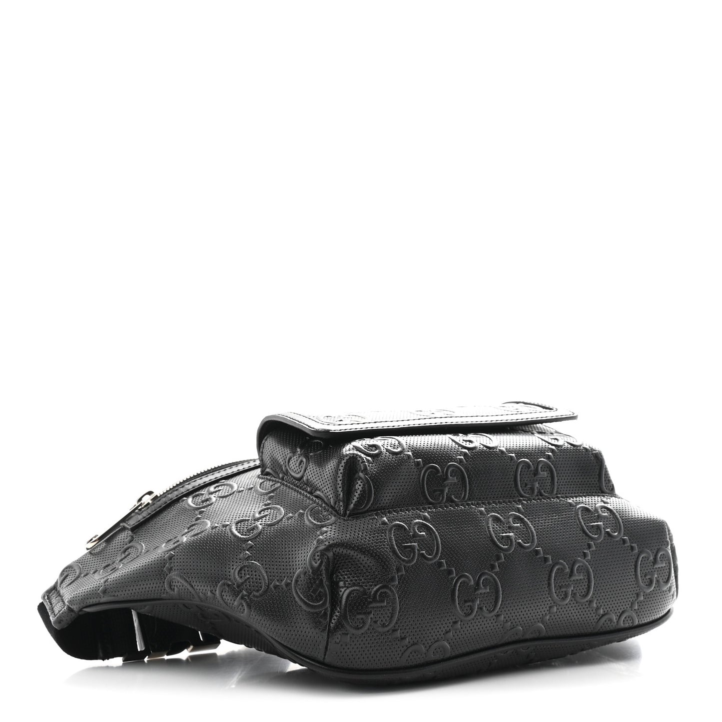 Calfskin GG Tennis Embossed Pocket Belt Bag Black