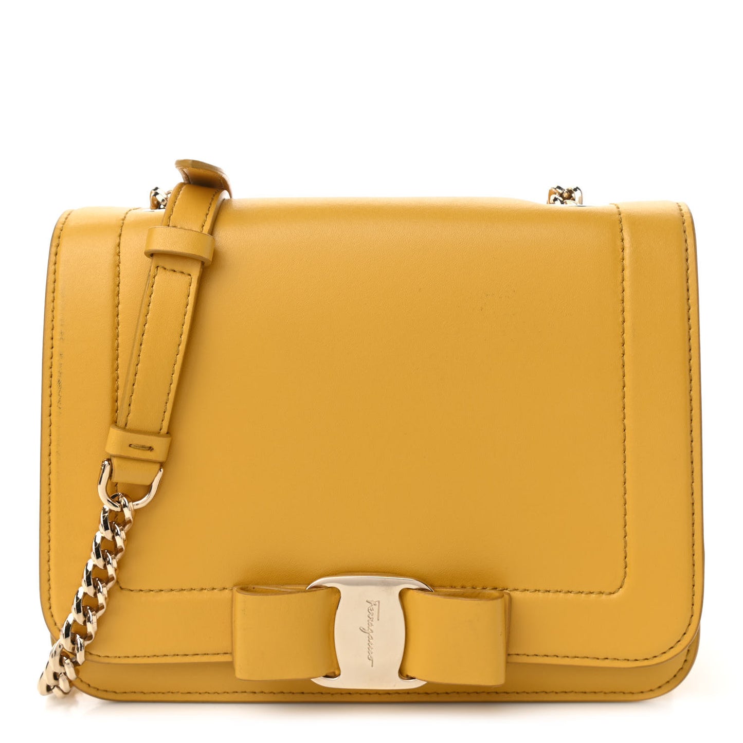 Calfskin Small Vara Chain Crossbody Yellow