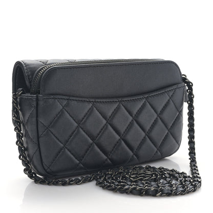 Chanel Lambskin Quilted Flap Phone Holder With Chain So Black 3 of 12