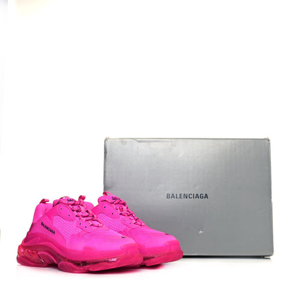 Balenciaga Fabric Mesh Clear Sole Fluo Mens Triple S Sneakers 41 Pink 10 of 10