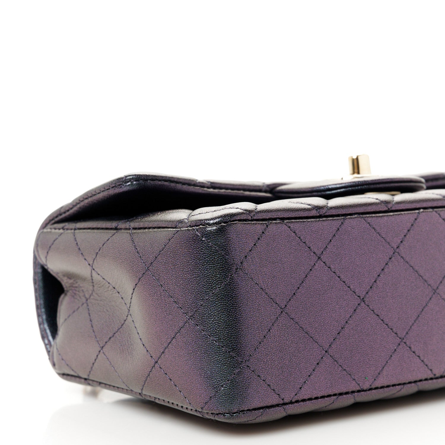 Chanel Iridescent Lambskin Quilted Mini Rectangular Flap Dark Purple 10 of 11