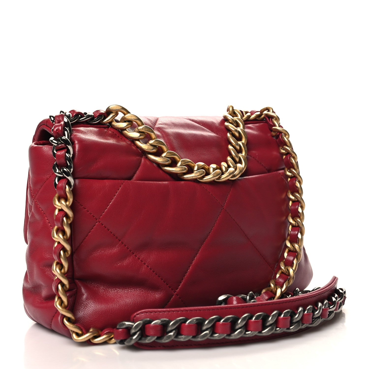 Chanel Goatskin Quilted Medium Chanel 19 Flap Red 2 of 12