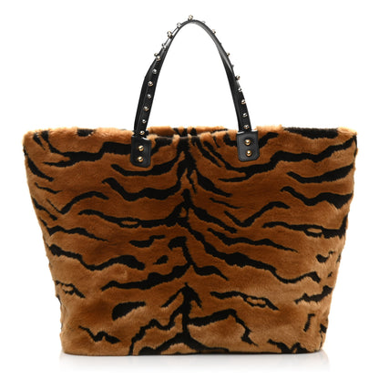 Dolce & Gabbana Faux Pellicciotto Tiger Fur Print Studded Beatrice Tote Black 1 of 8
