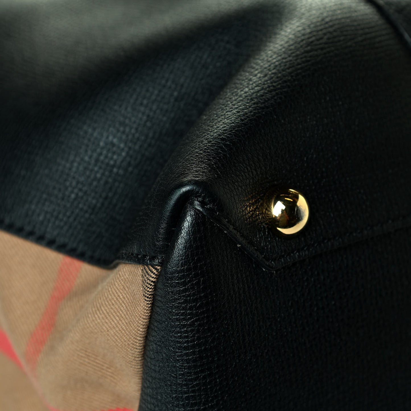 Grainy Calfskin House Check Mason Diaper Tote Black
