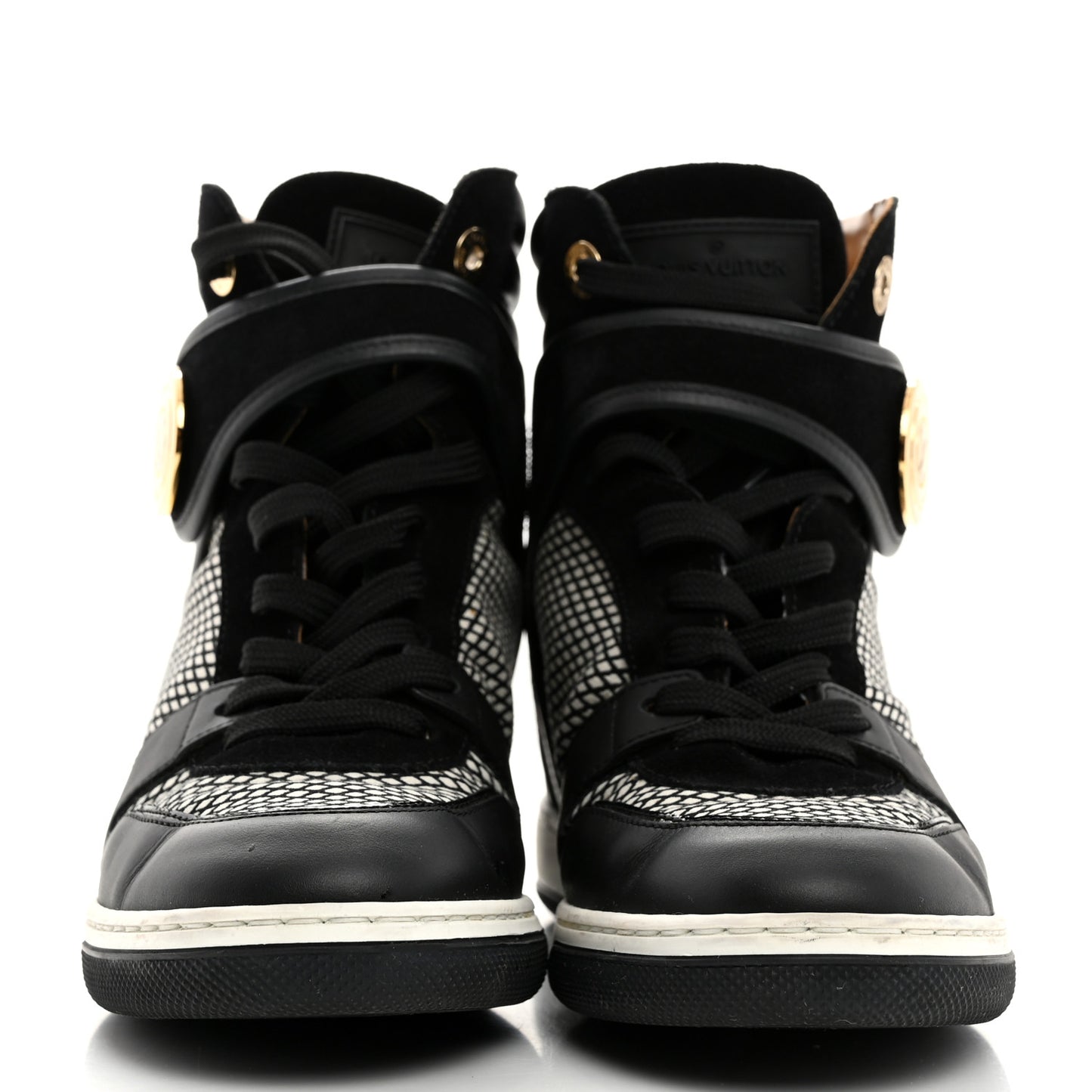 Calfskin Suede Postmark Wedge Sneakers 37.5 Black
