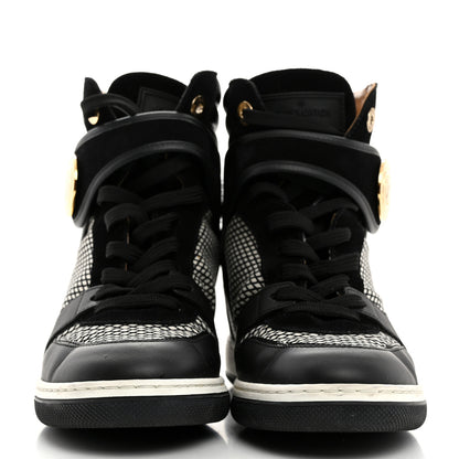 Louis Vuitton Calfskin Suede Postmark Wedge Sneakers 37.5 Black 2 of 9