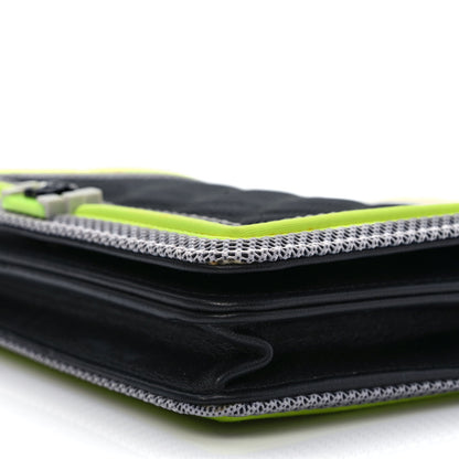 Chanel Canvas Quilted Fluo Boy Wallet On Chain WOC Black Grey Yellow 8 of 14