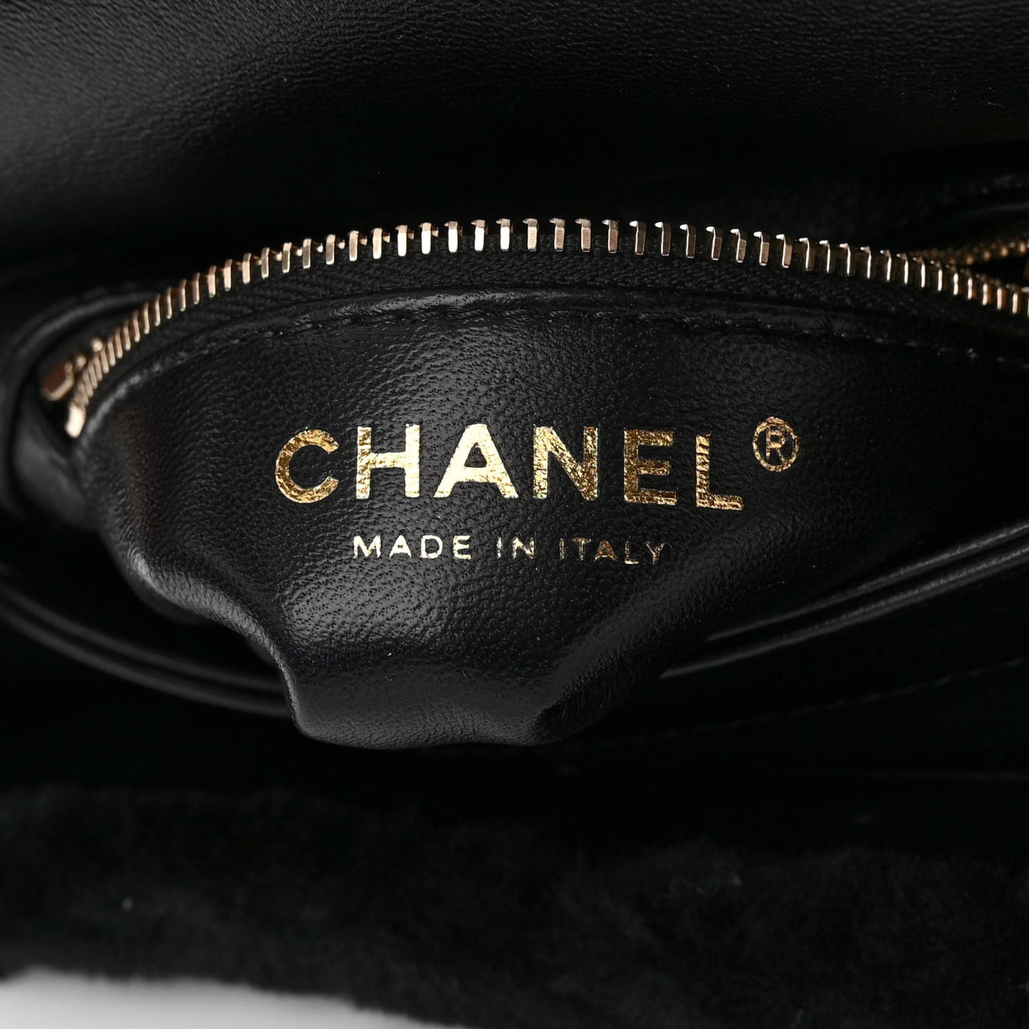 Shearling Lambskin Quilted Chain Top Handle Flap Black