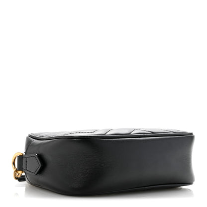 Gucci Calfskin Matelasse Mini GG Marmont Chain Shoulder Bag Black 4 of 14