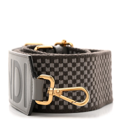Fendi Ribbon Vitello King Logo Embossed Gingham Woven Adjustable Strap You Moon Ghiaia 1 of 7