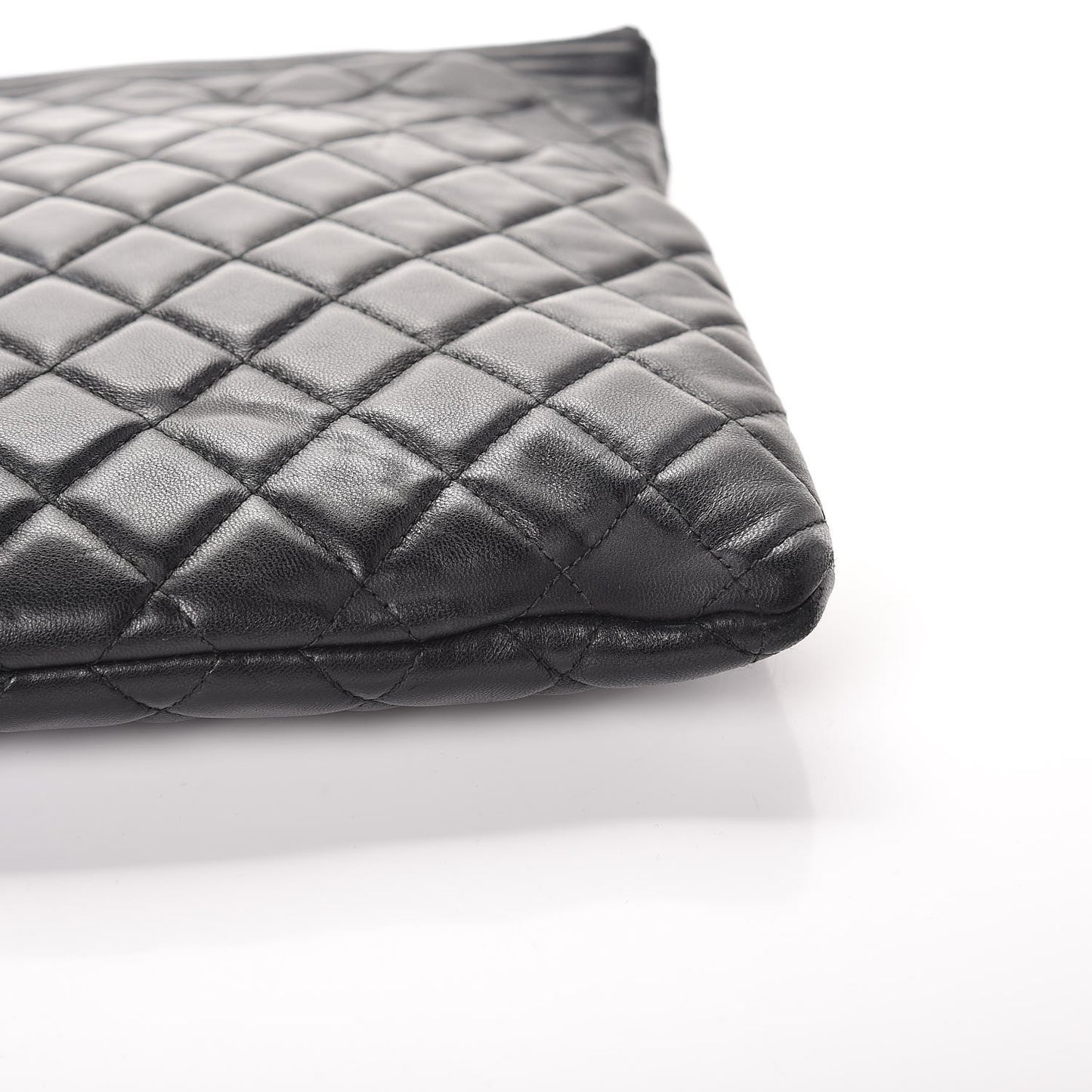 Lambskin Quilted Large Boy Cosmetic Case Black