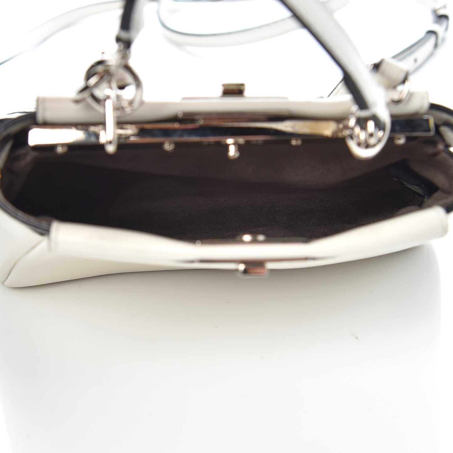 Shiny Nappa Micro Peekaboo Iconic Satchel White