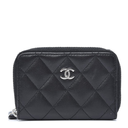 Chanel Lambskin Quilted Zip Coin Purse Black 1 of 10