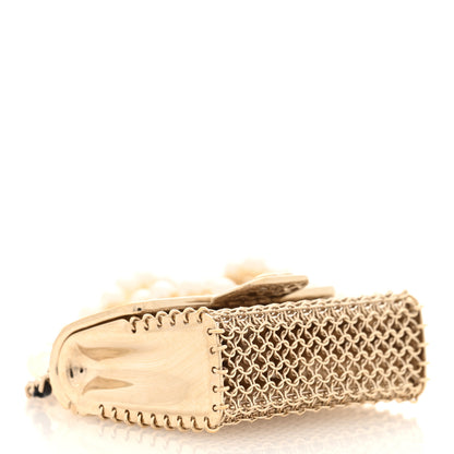 Chanel Metal Lambskin Pearl Chain Flap Bag Long Necklace Gold Black Pearly White 4 of 9