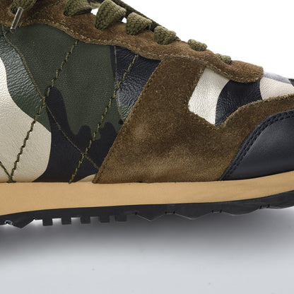 Valentino Garavani Nappa Suede Camouflage Mens Rockrunner Sneakers 44 Military Green 16 of 17