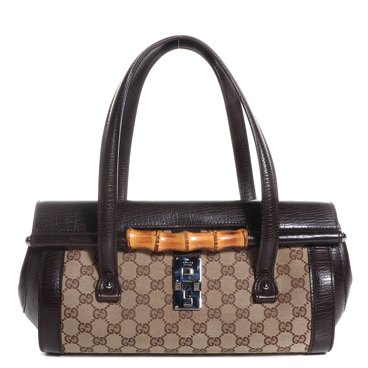 Gucci Monogram Bamboo Bullet Handbag Brown 1 of 7