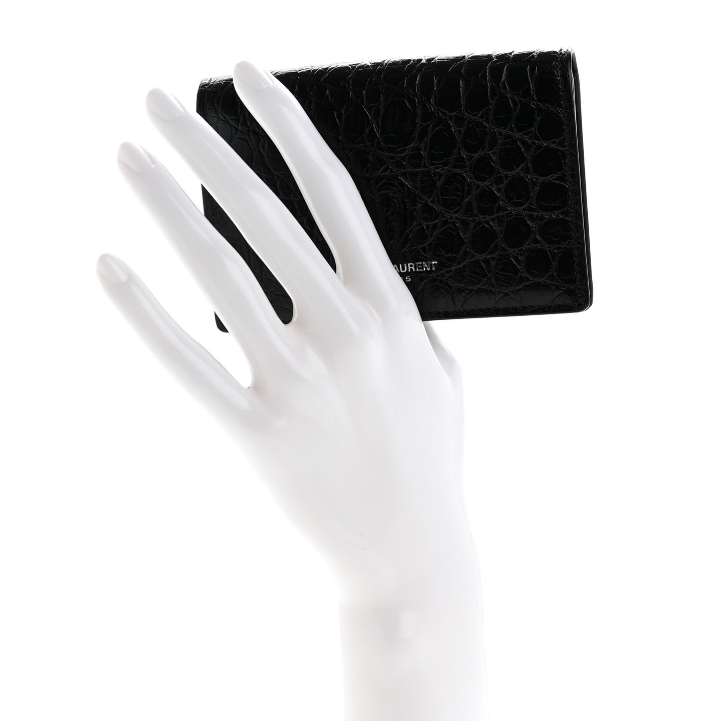 Calfskin Crocodile Embossed Business Card Case Black