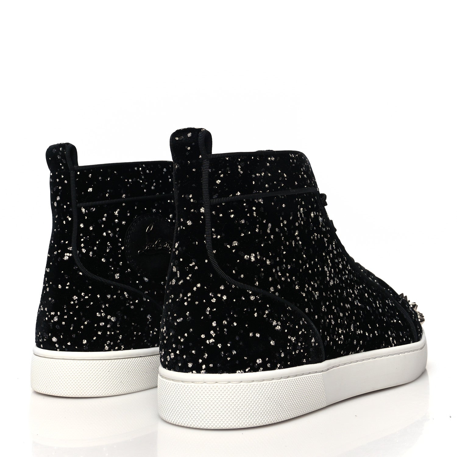 Christian Louboutin Velvet Lou Spikes Orlato Sneakers 42 Black Silver 4 of 9