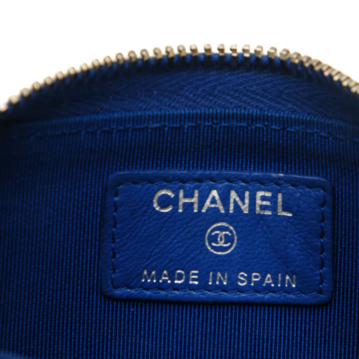 Lambskin Quilted Zip Around Coin Purse Wallet Blue