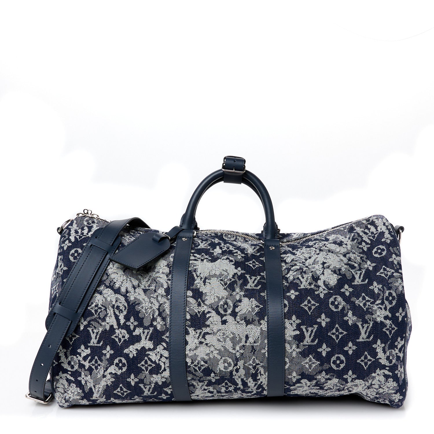 Louis Vuitton Monogram Tapestry Keepall Bandouliere 50 Bleu 1 of 10