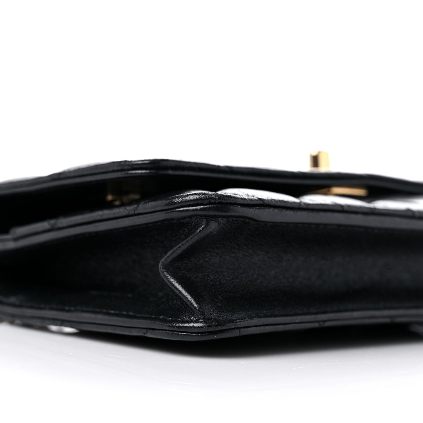 Shiny Lambskin Quilted Dynasty Wallet On Chain WOC Black