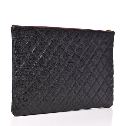 Chanel Caviar Quilted Large Cosmetic Case Black 2 of 7